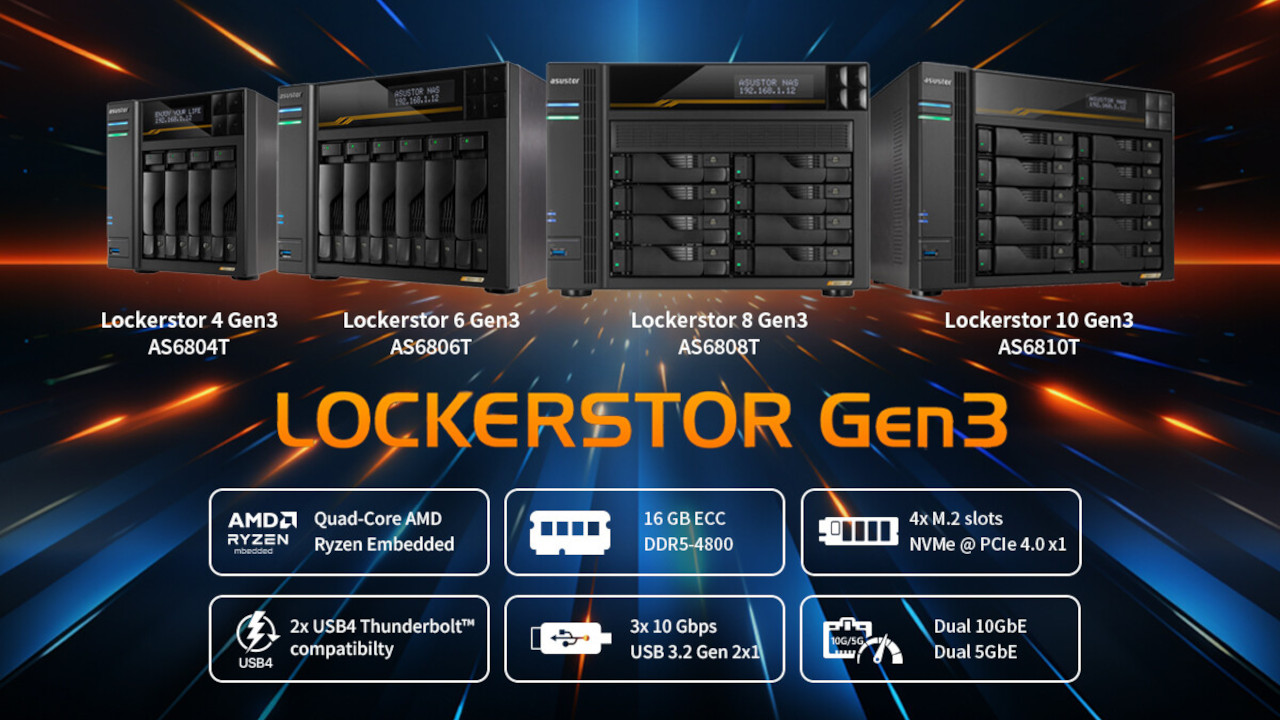 ASUSTOR presenta i nuovi Lockerstor Gen3: NAS con hardware di altissimo livello