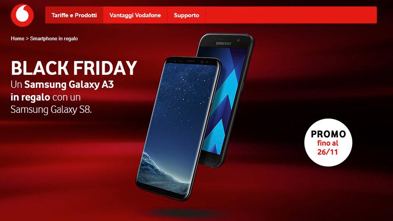 Vodafone: per il Black Friday in regalo un Samsung Galaxy A3 2017