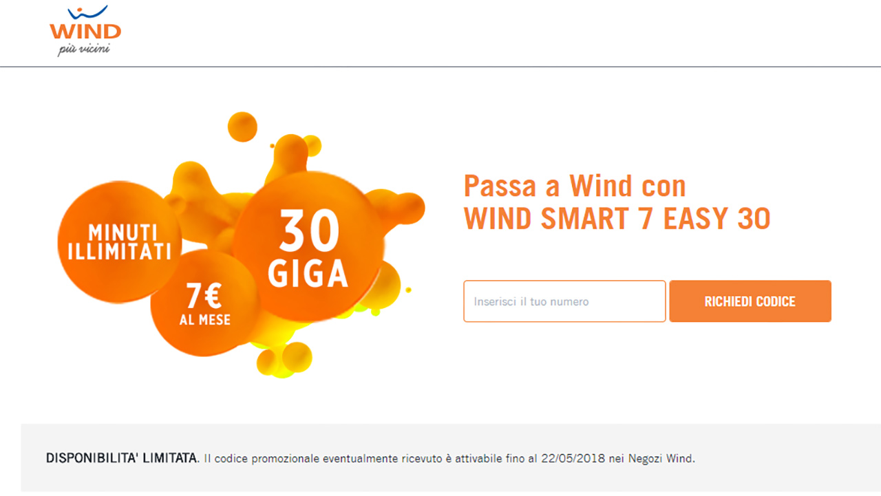 Chiamate illimitate e 30 Giga a soli 7 euro: ecco come richiedere Wind Smart 7 Easy